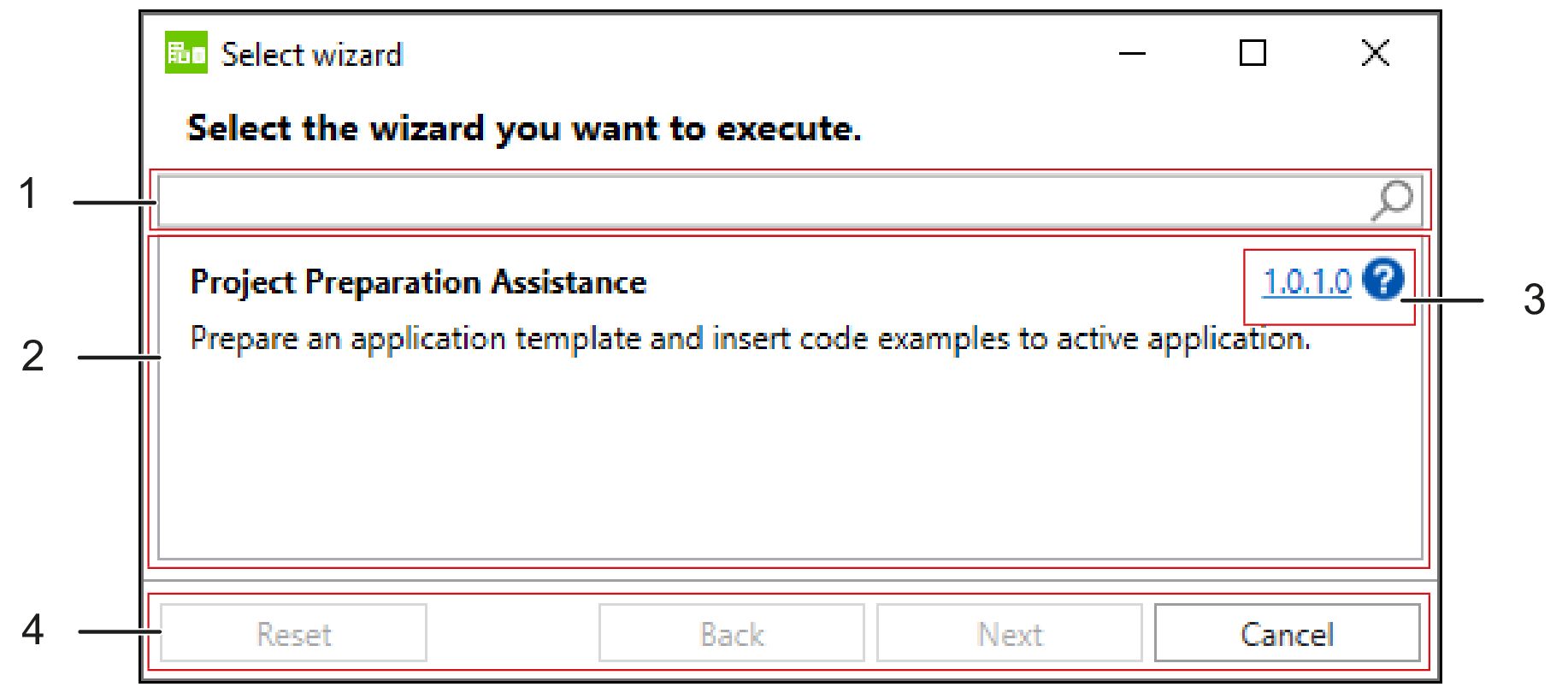 IEC Development Environment: Start View of the Application Wizard – “Select Wizard”