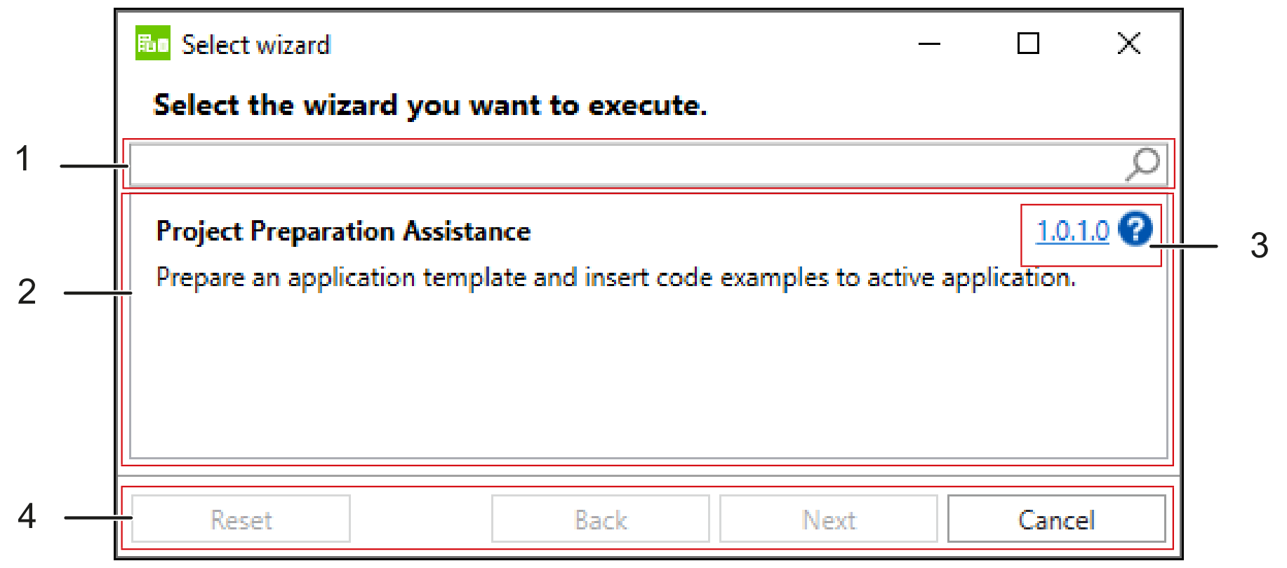 Environnement de programmation CEI : vue de démarrage de l'assistant d'application - "Sélection de l'assistant"