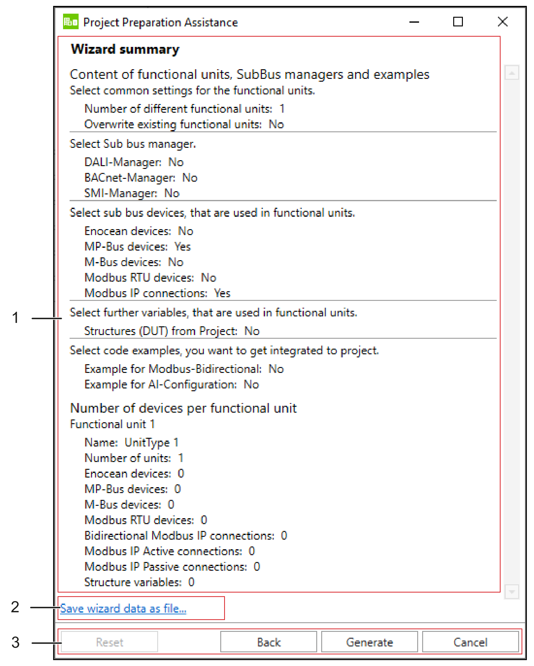Environnement de programmation CEI : Fenêtre de dialogue de l'assistant d'application "Résumé de l'assistant"