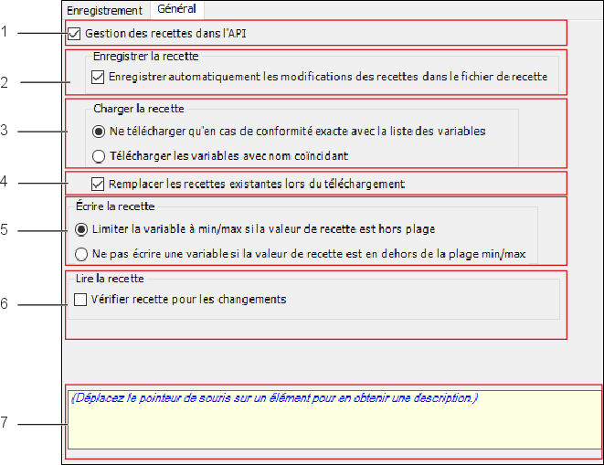 Environnement de programmation CEI : zone de travail du gestionnaire de formules > Onglet "Général"