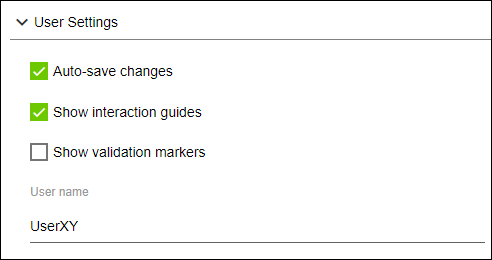 Side Menu > Settings > “User Settings” Area