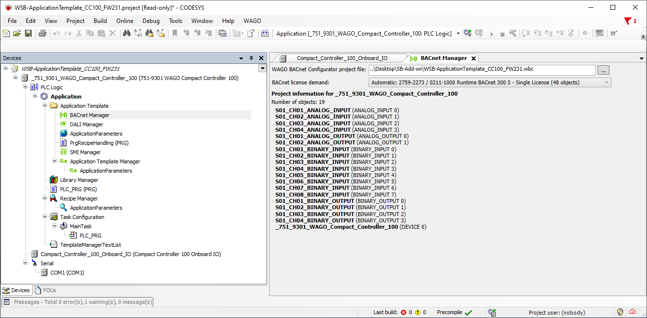 IEC Development Environment: BACnet Manager Program Structure and Workspace