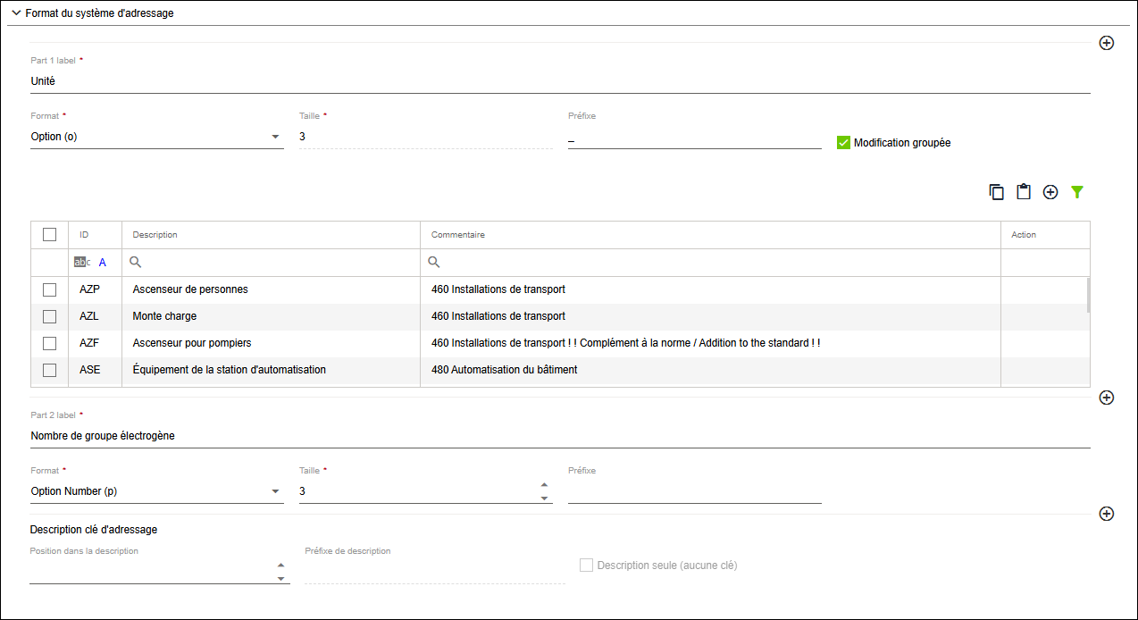 Menu latéral > Référentiel > Onglet "Systèmes d'adressage" > Éditeur > Zone "Format du système d'adressage"
