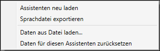IEC-Entwicklungsumgebung: Startansicht des Anwendungsassistenten > Kontextmenü „Auswahl des Assistenten““