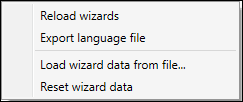 IEC Development Environment: Start View of the Application Wizard > “Select Wizard” Context Menu