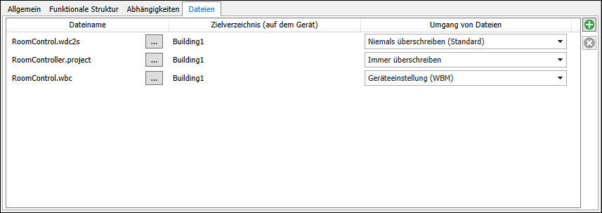 IEC-Entwicklungsumgebung: Arbeitsbereich des Application-Template-Managers > Register „Dateien“