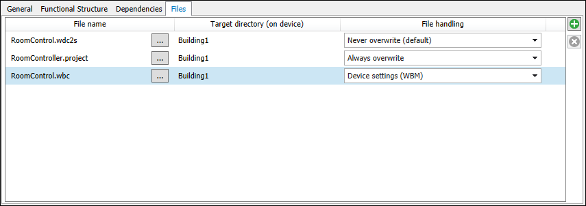 IEC Development Environment: Application Template Manager Workspace > “Files” Tab