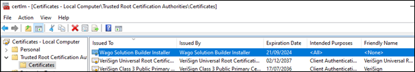 Trusted “Root CA” Certificates in Certificate Manager
