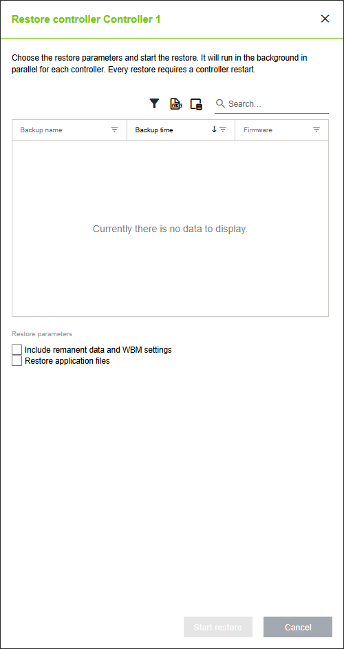 Side Menu > “Network” Menu Item > “DEVICES” Tab > “Restore” Dialog