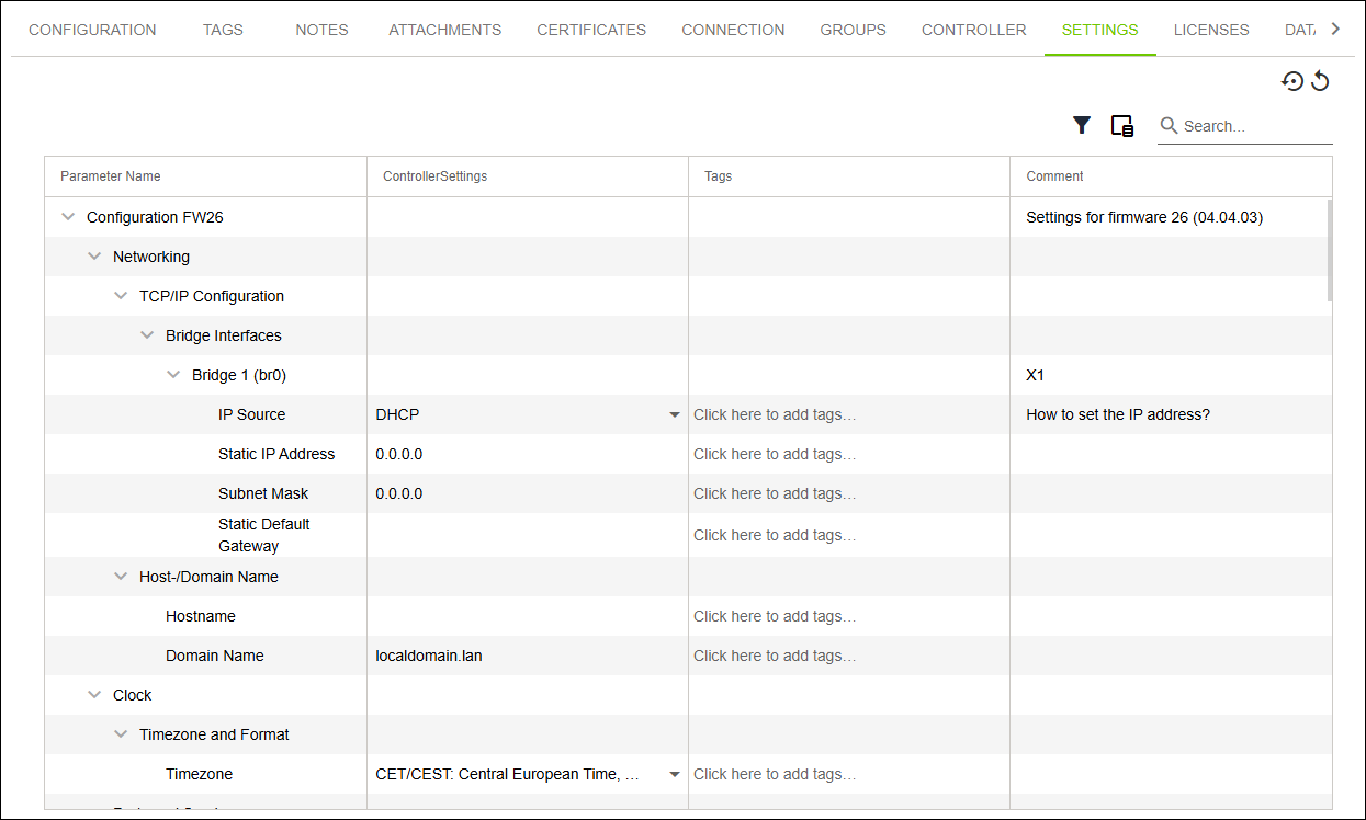 Side Menu > “Configuration” Menu Item > “SETTINGS” Tab