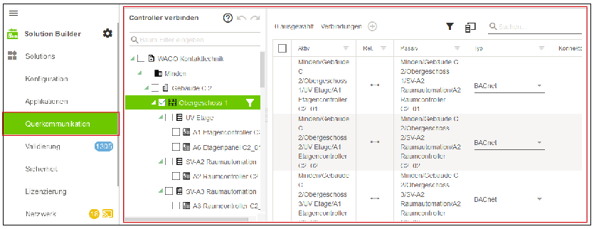 Seitenmenü > Menüpunkt „Querkommunikation“
