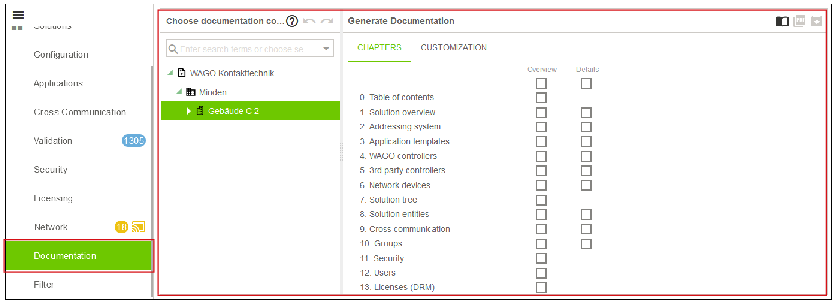 Side Menu > “Documentation“ Menu Item