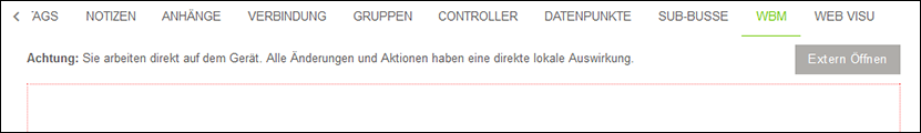 Seitenmenü > Menüpunkt „Konfiguration“ > Register „WBM“