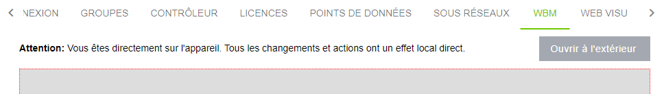 Menu latéral > Point de menu "Configuration" > Onglet "WBM"