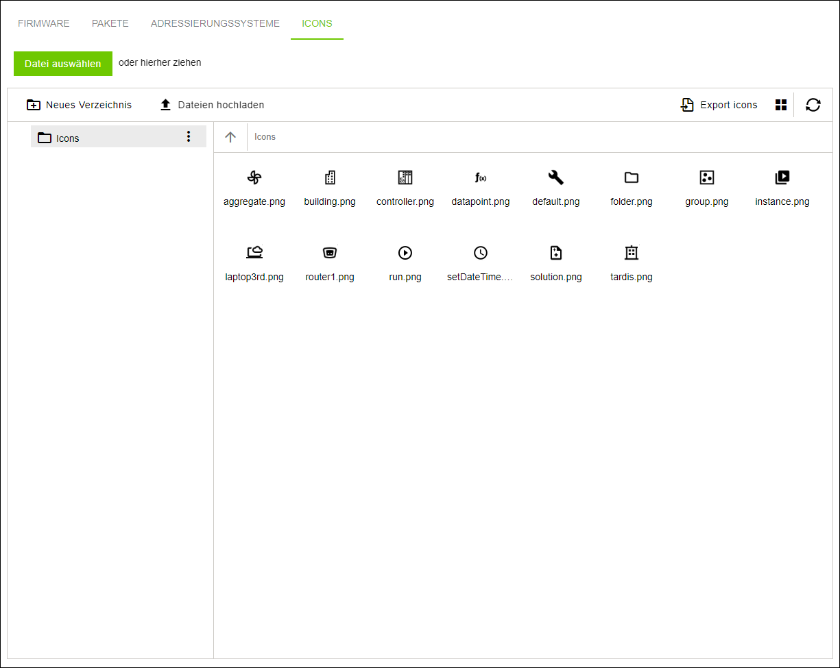 Struktureditor > Register „ICONS“