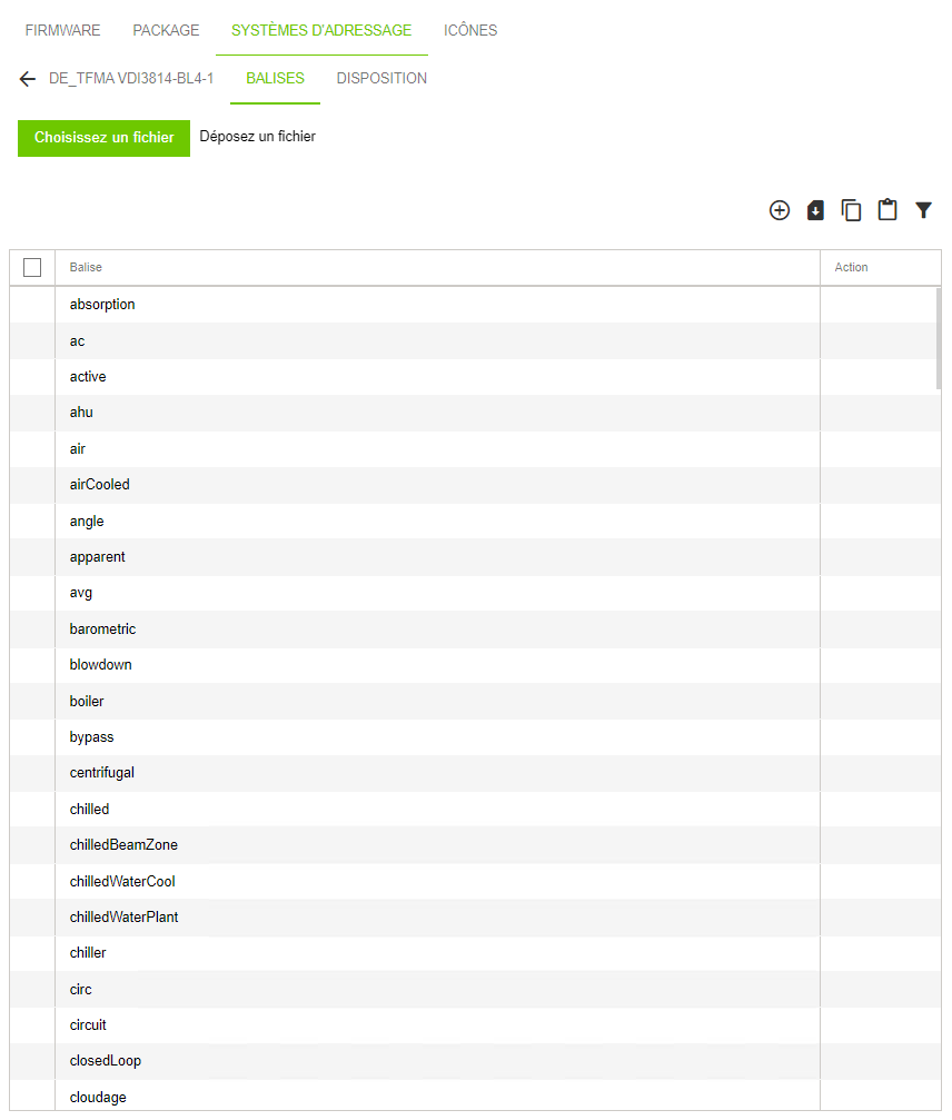 Éditeur de structure > Sous-onglet "TAGS"