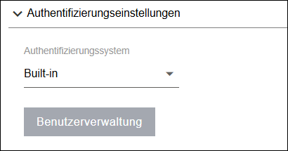 Seitenmenü > Einstellungen > Bereich „Authentifizierungseinstellungen“