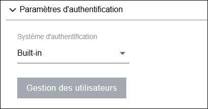 Menu latéral > Paramètres > Zone "Paramètres d'authentification"