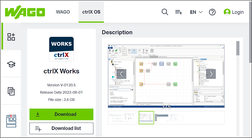 Detail Page, Example: “ctrlX WORKS”