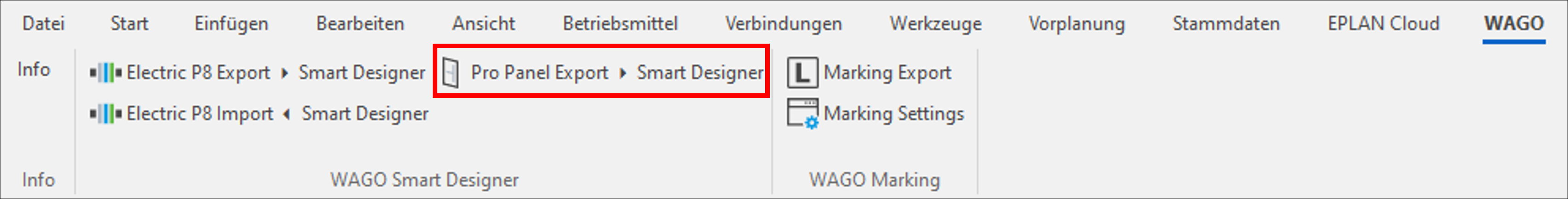 Export einer Klemmenleiste aus EPLAN Pro Panel in den WAGO Smart Designer