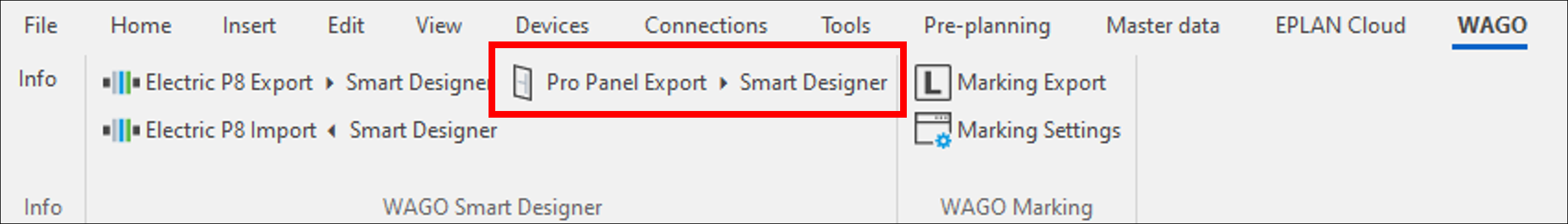 Export a terminal strip from EPLAN Pro Panel to WAGO Smart Designer