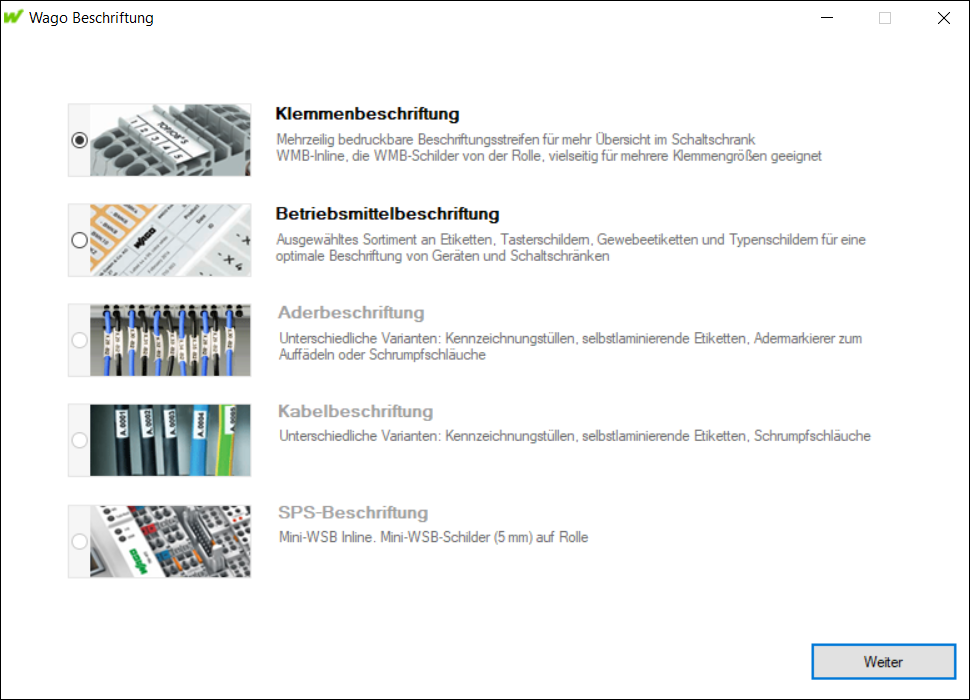 Beschriftung für WAGO Smart Script auswählen