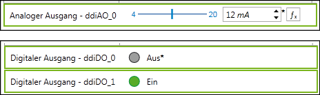 Analoge und digitale Werte ändern