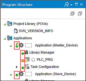 Status Icons (here: in the Program Structure)