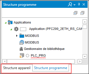 basculer entre structure d'appareil et structure de programme