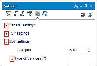 “Settings” Panel (Groups in Tabs)
