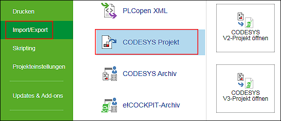 CODESYS V3-Projekt laden