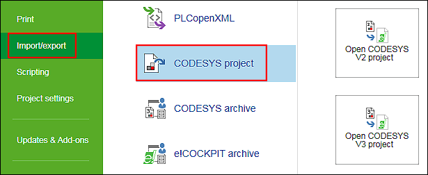 Loading a CODESYS Project