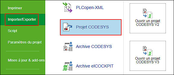 chargement de projet CODESYS V3