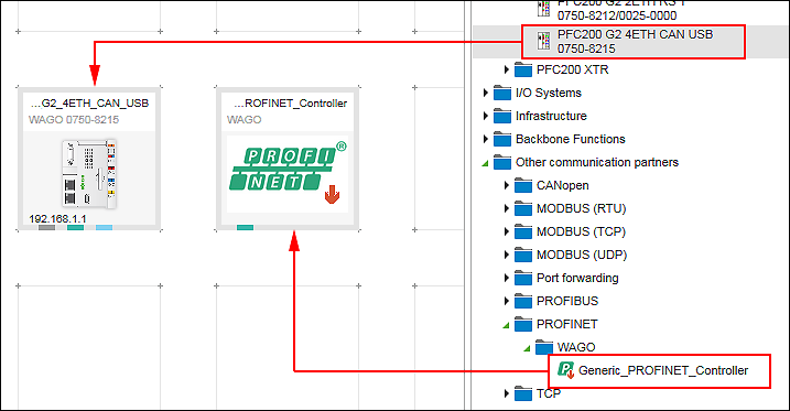 Placing PROFINET Devices in the Network View