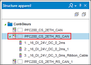 ouvrir la vue de détail d'appareil via la structure d'appareil