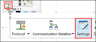 Settings Button in the Context Menu of the Connector