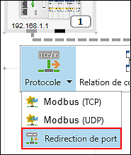 « Redirection de port » dans le menu contextuel du connecteur
