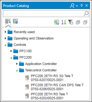 “Product Catalog” Panel