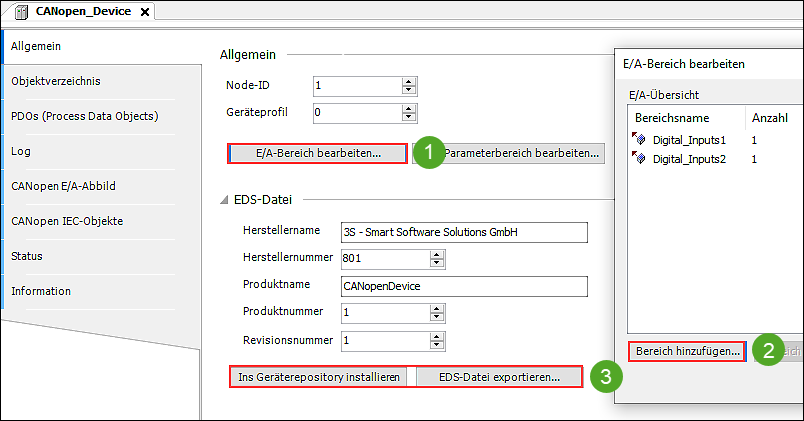 EDS-Datei exportieren oder direkt in das Geräte-Repository installieren