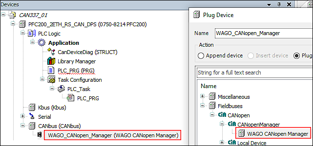 Adding CANopen Manager